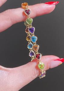 Natural Multi <b>Stones</b> <b>Bracelet</b> With 925 Sterling Silver Handmade <b>Bracelet</b> With Heart Shape Best For Gift, - Product Image 3