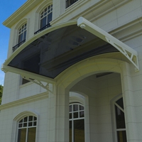 Auvent de porte et fenêtre semi-circulaire haut de gamme, anti-UV, avec panneau PC et cadre en aluminium, pour extérieur, idéal pour projets résidentiels