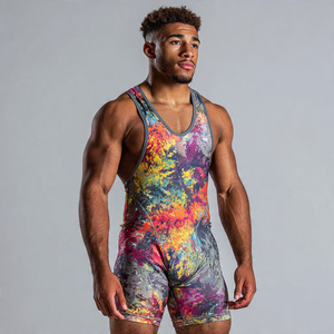 Customize Tie Dye Sublimation Wrestling <b>Singlet</b> Tops <b>Men</b> 100% Polyester Lightweight Athletic Wrestling <b>Singlet</b> Top <b>Men's</b> - Product Image 2