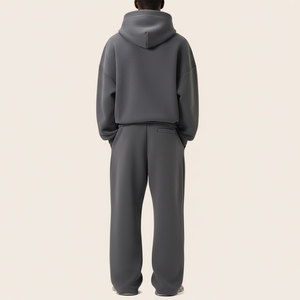 <b>Men's</b> Winter Hooded <b>Pullover</b> Tracksuit Solid Color Heavyweight 450g Cotton Fleece Running Jogging <b>Men</b> Athletic Sports Tracksuit - Product Image 4