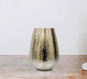 2025แจกันเหล็กทำด้วยมือโลหะใหม่ลายนูนดอกไม้ชุบนิกเกิลงานฝีมืออินเดียสำหรับตกแต่งงานแต่งงาน - Product Image 3