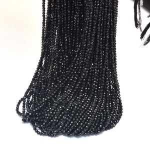Cuentas redondas facetadas micro de espinela AAA de 2.5 mm, espinela negra natural, piedra semipreciosa, cuentas sueltas para la fabricación de joyas. - Product Image 1
