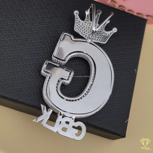 จี้เพชรโมอิสซาไนต์สุดหรูรูปตัวอักษร "G GBLK" ประดับมงกุฎแบบเต็มเม็ด สร้อยคอฮิปฮอป - Product Image 5