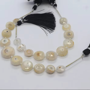 Perles Fantaisie en Quartz Solaire Naturel, Forme Briolette Facettée des Deux Côtés, Type Pièce de Monnaie, 12-14 MM - Product Image 1