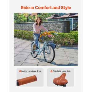 Bicicletta Cruiser Azzurra da 26 Pollici con 7 Velocità e Portapacchi Posteriore di Grande Capacità, Doppia Sospensione, Forcella in Alluminio, Sicura e Robusta - Product Image 2