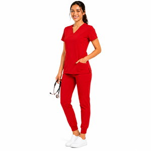 Comfortable Cotton-Polyester Woven Hospital Wear Solid <b>Colour</b> Top Pants Set Premium High Stretch Healthcare Uniform Slim Fit - Product Image 5