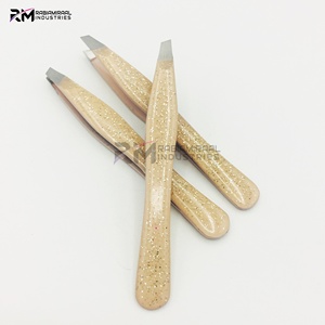 RMI Super Product Angle Eyebrow Tweezer <b>Nude</b> Glitter Color And Silver Tip Tweezers Set - Product Image 4