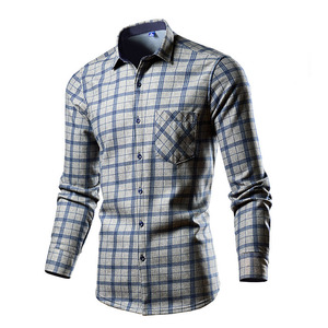 Camisa de Franela de Manga Larga para Hombre, Casual, con Botones, Cuello Mao, Lisa, Teñida, 100% Poliéster, Antiestiramiento, Diseño ODM - Product Image 4