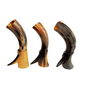 Premium Handcrafted Engraved Viking <b>Drinking</b> Horn Authentic Buffalo Horn <b>Stand</b> Polished Technique Eco-Friendly Animal Specialty - Product Image 1