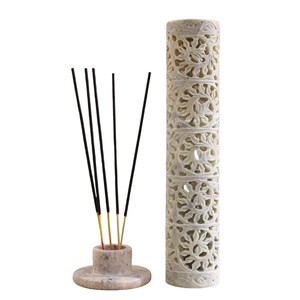 Producto hecho a mano altamente recomendado, quemador de incienso tallado de esteatita y soporte de palo con forma de torre para artículo de regalo religioso - Product Image 3