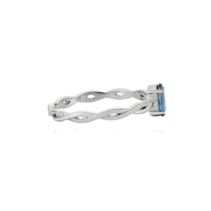Anillo de Oro Blanco Real de 14K con Zafiro Azul Natural, Diseño Delicado y Elegante, Banda Trenzada con una Sola Piedra, para Uso Diario, Joyería para Chicas - Product Image 5