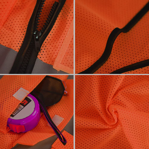 Chaleco de seguridad ejecutivo de alta visibilidad con diseño reflectante y múltiples bolsillos para herramientas y dispositivos móviles, equipo para trabajadores de obras de construcción - Product Image 2