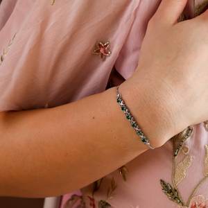 Bracelet en émeraude véritable, argent sterling, bijoux en émeraude de laboratoire, cadeau pour elle, bijoux fins - Product Image 1