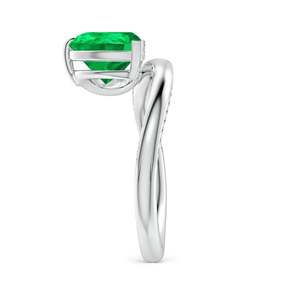 Bague de fiançailles solitaire en or massif 14 carats avec émeraude en forme de poire inclinée, faite à la main, bijoux fins personnalisés pour mariage - Product Image 3