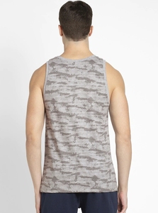 Camiseta sin mangas gris estampada para hombre, cuello redondo, informal, transpirable, de punto, para hacer ejercicio - Product Image 6