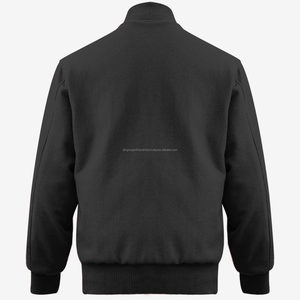 Veste universitaire noire en pure laine Corps complet en laine avec coquille en laine/polyester pour hommes pour support d'hiver - Product Image 2