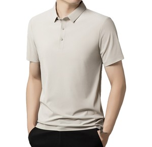 Polo de Manga Corta Tejido para Hombre, Color Beige, Diseño con Botones, Corte Regular Informal, Fabricación OEM ODM 2026 - Product Image 1