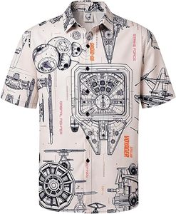 Chemise hawaïenne pour homme en coton tissé imprimé numériquement, manches courtes, boutonnée, décontractée, style Aloha, pour la plage et les vacances - Product Image 1