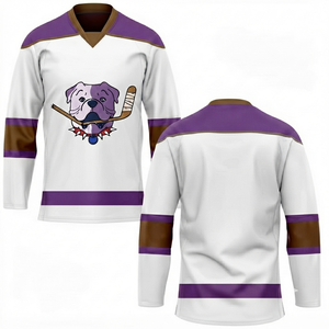 Maillot de hockey sur glace à imprimé numérique violet, tissu en maille, séchage rapide, col en V, manches longues, unisexe, nom de l'équipe/nombres/nom du joueur pour adultes - Product Image 1