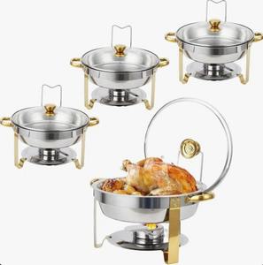 Ensemble de 4 réchauds ronds de haute qualité 5QT, chauffe-plats pour buffet, équipement de restauration haut de gamme pour fêtes, événements, hôtels à bas prix - Product Image 6