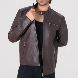 Icon by Gilani <b>Men</b>’s Chocolate <b>Brown</b> Biker <b>Leather</b> <b>Jacket</b> - Product Image 2