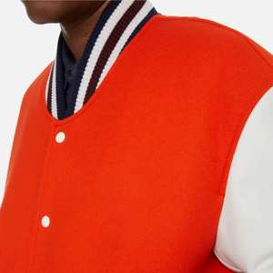 Nouvelle Vente Chaude Hiver Blouson de Baseball Universitaire Style Urbain Coupe-Vent avec Patchs Brodés en Chenille et Manches en Cuir Véritable - Product Image 4