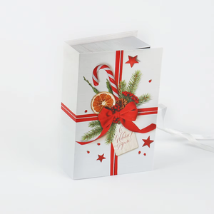 Boîte cadeau de Noël personnalisée en forme de livre, écologique et biodégradable, avec impression de logo, doublure en éponge et pelliculage mat pour les fêtes - Product Image 1