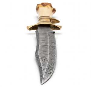 Handcrafted Patterned Damascus Steel Drop Point Fixed Blade <b>Craft</b> <b>Tool</b> Crown Stag Horn Handle Industrial Grade OEM Executive - Product Image 4
