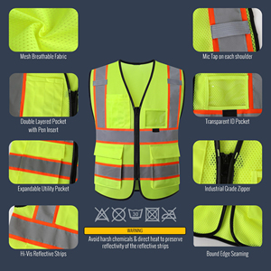 Wholesale Reflective Safety Vest High Vis High Quality Fabric For Nighttime Visibility Construction <b>Workers</b> Safety Uniform - Product Image 5