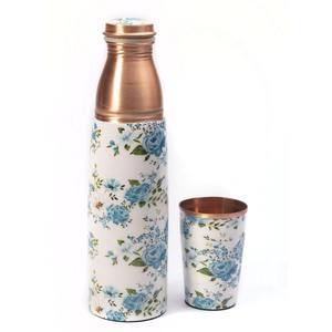 Printed Copper <b>Water</b> <b>Bottle</b> Floral Design Leakproof Ayurvedic Drinking <b>Bottle</b> Reusable Metal <b>Water</b> <b>Bottle</b> Custom Logo - Product Image 3