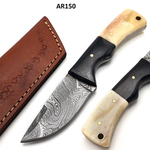 Cuchillo de caza de acero de Damasco Premium, cuchilla afilada para desollar, mango de hueso de camello, personalizable, envío directo OEM para uso en exteriores - Product Image 1