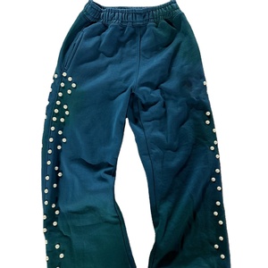 Baggy de jogging personnalisé pour hommes, pantalon de survêtement décontracté en éponge française 100% coton, extérieur, diamant, taille élastique, sport avec strass - Product Image 1