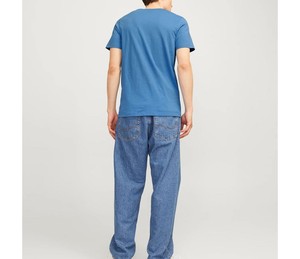 Camiseta de algodón azul de manga corta con cuello redondo para hombre, talla europea, color liso, estilo sencillo y holgado, informal, ¡gran oferta! Jersey casual regular para hombre. - Product Image 3