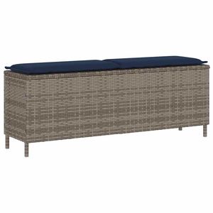 Banc de patio en poly rotin 43.3 "x 11.8" x 15.9 "avec coussin gris - Product Image 1