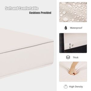 Set di 3 Mobili da Giardino in Rattan con Cuscini Lavabili e Piano in Legno di Acacia per Uso Esterno - Product Image 3