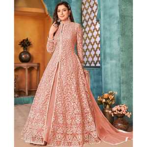 Vestido de diseñador Anarkali con juegos modestos de trabajo de Cording & Sequence que incluyen Pent y Dupatta - Product Image 1