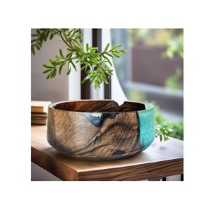 Cuenco de resina epoxi y madera de alta gama con base de madera artesanal y detalles artísticos en resina para cocinas modernas - Product Image 3