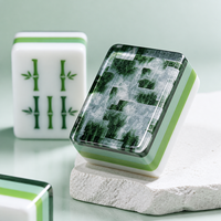 Set Permainan Mahjong Amerika Bahan Jade Bambu Akrilik untuk Hadiah Butik dan Toko Permainan Papan