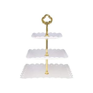 Modern Minimal <b>3</b> <b>Tier</b> <b>Cake</b> <b>Stand</b> with Strong Metal Frame stone white and Elegant Finish for Display - Product Image 3