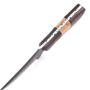 มีดเหล็กดามัสกัส Nordic Forge ใบมีดแบบ Fixed Blade ด้ามไม้ ด้ามจับแบบ Full Tang มีด EDC พร้อมปลอกหนัง มีดทำมือสั่งทำพิเศษ - Product Image 4