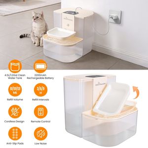 Distributore Automatico d'Acqua per Cani e Gatti, Fontanella Intelligente per Animali Domestici, Capacità 4.5L, Ricaricabile Senza Fili, 3 Ciotole Regolabili con Auto-Ricarica - Product Image 3