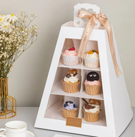 Boîte en papier avec fenêtre et poignée pour macarons, pâtisseries, gâteaux, biscuits, crêpes, cupcakes, donuts, hot-dogs, idéale pour la boulangerie et les cadeaux, vente directe usine