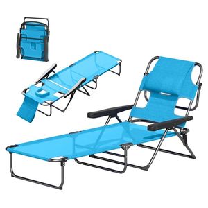 Sillón Reclinable Plegable Azul Claro, Práctico Tumbador para Tomar el Sol - Product Image 5