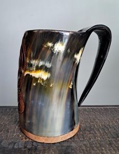 Jarra Vikinga de Cuerno Natural Hecha a Mano, Estilo Lujoso, Apta para Lavavajillas, para Cerveza, Sidra o Mead, Personalizable - Product Image 4
