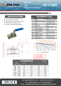 1-Year Warranty Size1'' 1-PC SS316 Manual Reduce Port Ball Valve <b>PTFE</b>/RPTFE Sealing 1000PSI Factory Direct Supply - Product Image 4