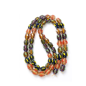 Perles de verre multicolores de designer, forme ovale, 15x20mm |   Perles en vrac pour la fabrication de colliers, fournitures d'artisanat DIY, brin de 8 pouces - Product Image 1