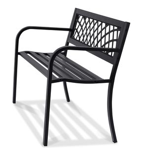 Panca da Giardino da Esterno da 46 Pollici con Schienale in Acciaio e Legno, Capacità di Carico 480 Libbre per Parchi e Aree Esterne - Product Image 5