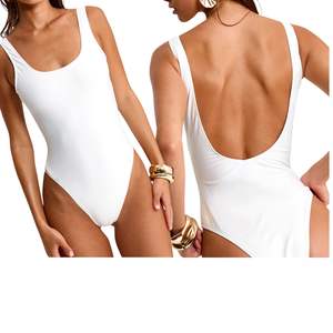 Maillot de bain une pièce personnalisé pour femme, style bikini, sans manches, dos nu, coupe haute, pour la plage, vente en gros - Product Image 5