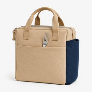 Sac à déjeuner isotherme en toile avec logo personnalisé, pochette pour bouteille, fermeture éclair, 26x24x17 cm, vente en gros, OEM, ODM, marque privée, exportateur d'usine - Product Image 1