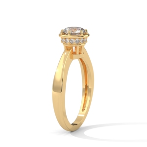 Lab Grown Diamond Engagement <b>Ring</b> Solitaire Oval Cut Gold Band Bezel <b>Set</b> Wedding Jewelry for <b>Women</b> - Product Image 2